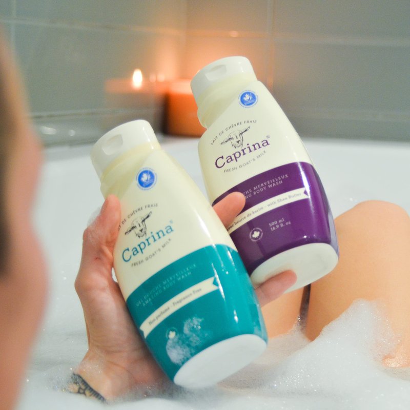 Caprina Amazing Body Wash, Fragrance Free, 16.9 oz, With Fresh Canadian Goat Milk, Gentle Soap, Moisturizing, Vitamin A, B2, B3, and More
