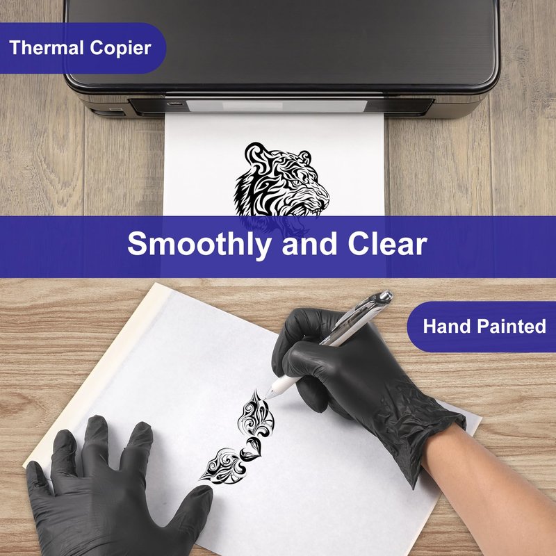 Keilend 100 Sheets Tattoo Transfer Paper - A4 Stencil Paper for Tattooing, Tattoo Thermal Papers with 4 Layers | Smudge-Proof, High Accuracy for Professional Use
