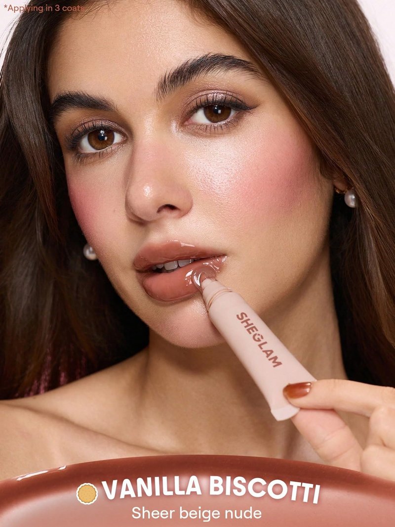 SHEGLAM Crystal Glaze Moisturizing Lip Gloss Hydrating Jelly Long Lasting Waterproof Plumping Lip Gloss-Vanilla Biscotti
