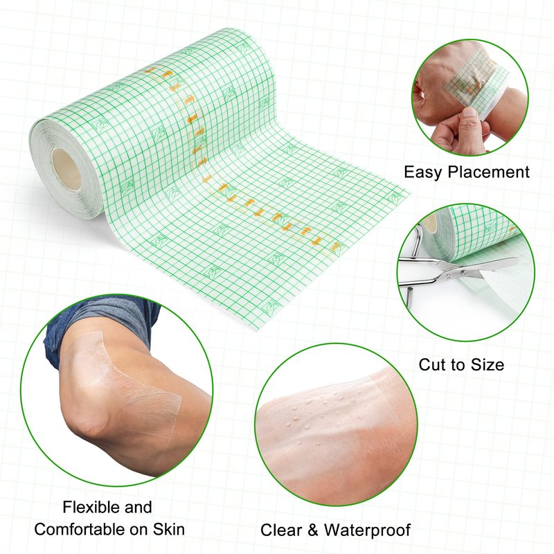 LotFancy Tattoo Aftercare Bandage, 6" x 8.8 Yards Roll, Clear Waterproof Transparent Film Dressing, Hypoallergenic Protective Adhesive Tattoo Wrap, Tattoo Recovery Film for Faster Skin Healing