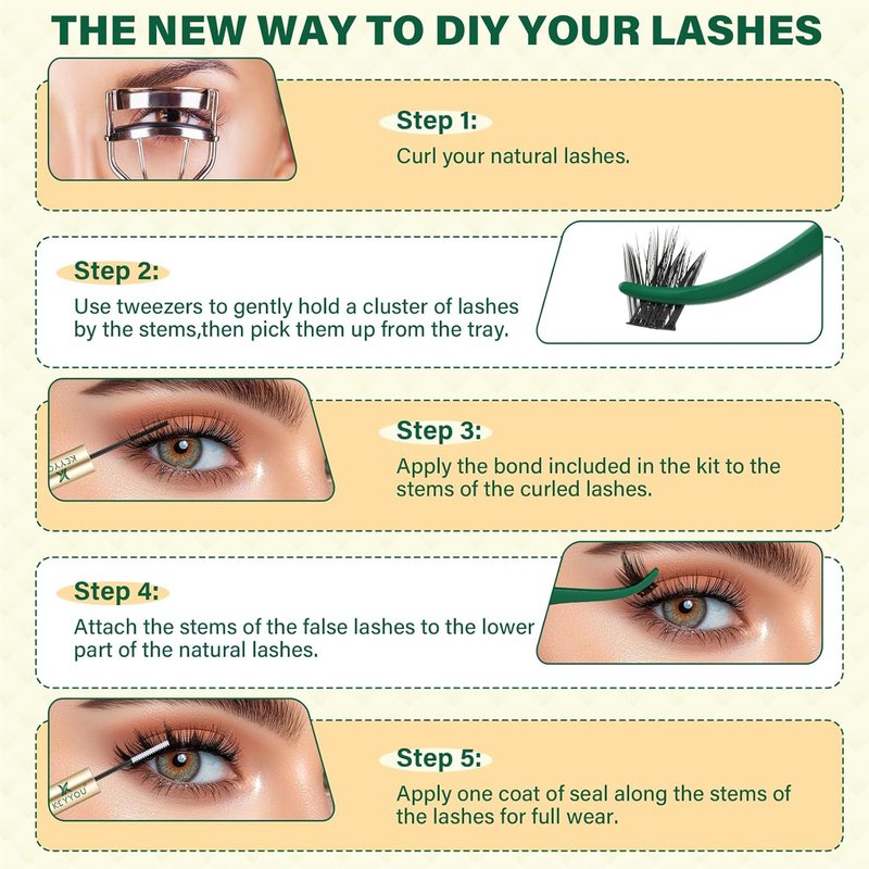 Lash Clusters Kit - California Sunset 8-18mm Eyelash Extensions | DIY Natural Fairy Lashes with Bond & Remover