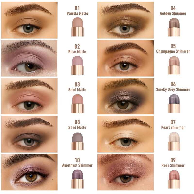 FV Long Lasting Cream Eyeshadow Stick, Waterproof & High Pigmented Eye Shadow Sticks Duo with Blending Brush, Crease-Proof & Natural Finish Eyeshadow Pencil, Rose Matte