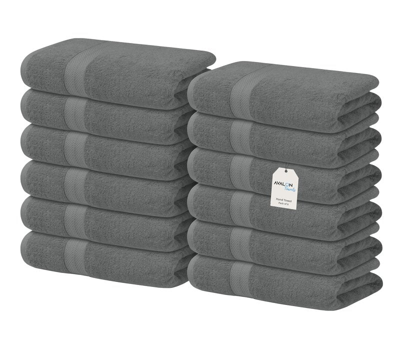 Avalon Towels Luxury Washcloths (Value Pack of 12) – Premium Cotton, Soft & Absorbent Wash Cloths for Body and Face, Hotel and Spa Quality Wash Clothes, Quick Dry and Machine Washable (Grey)