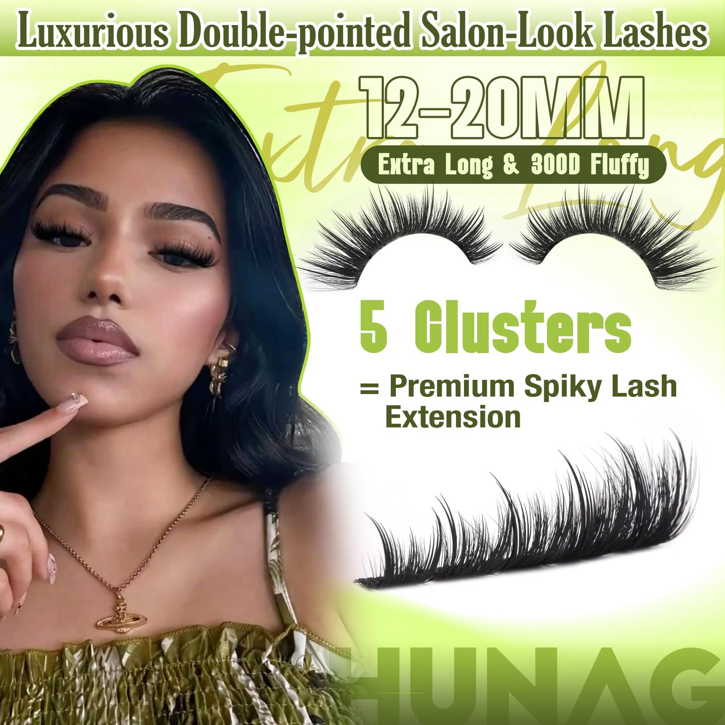Spiky Lash Clusters 300D Fluffy Eyelash Clusters 12-20mm Volume Cluster Eyelash Extensions D Curly Mink Individual Cluster Lashes with Spikes for DIY Manga Lash Extension by TOOCHUNAG