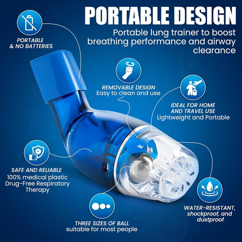 AirPhysio - Portable Breathing Device with Hard Shell Case & Soft Bag Included | Convenient Storage Solution