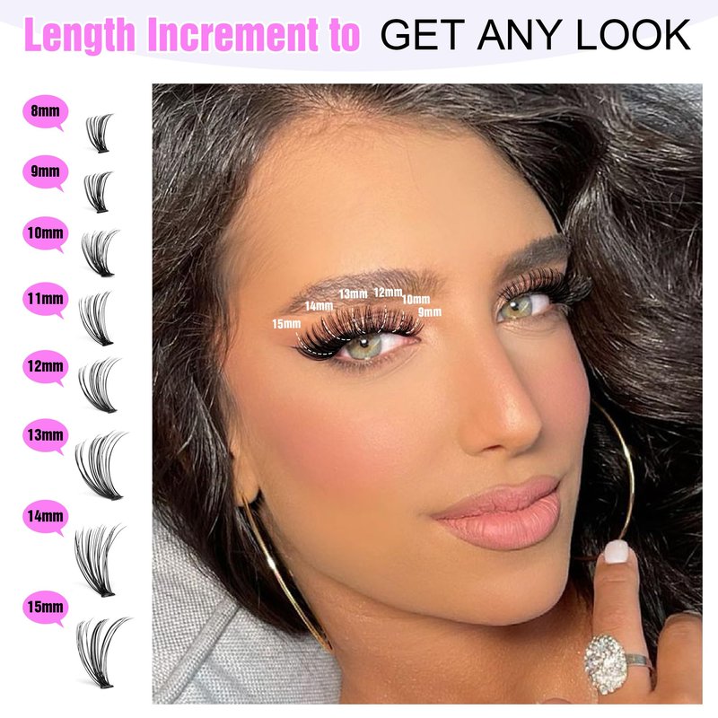 Pawotence Lash Extension Kit DIY 280pcs Individual Lash Clusters Kit 30D Natural 8-15mm Cluster Eyelash Extensions Kit with Lash Bond and Seal, Lash Tweezers for Self Use (30D, 0.07D, 8-15mm, Kit)