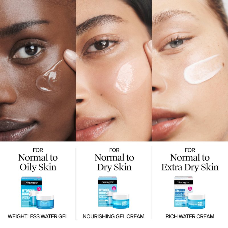 Neutrogena Hydro Boost Gel Cream, 48 Hr Hydration for Normal/Dry Skin, Fragrance Free, Face Moisturizer with Hyaluronic Acid, 1.7 oz. & Trial Size Hydro Boost Hydrating Gel Cleanser, 0.5 fl oz
