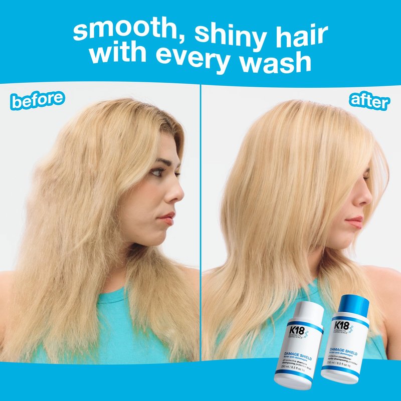 K18 Amazon Exclusive Damage Shield Wash Care Set | Full-Size Color-Safe Protective Shampoo + Conditioner Reduces Frizz And Tangles, Maintains Hair Health, Protects From Damage
