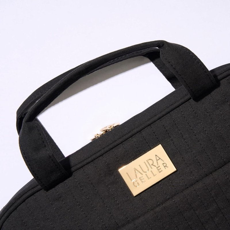 Laura Geller New York Quilted Travel Makeup Bag - Large Capacity Hanging Organizer in Black
