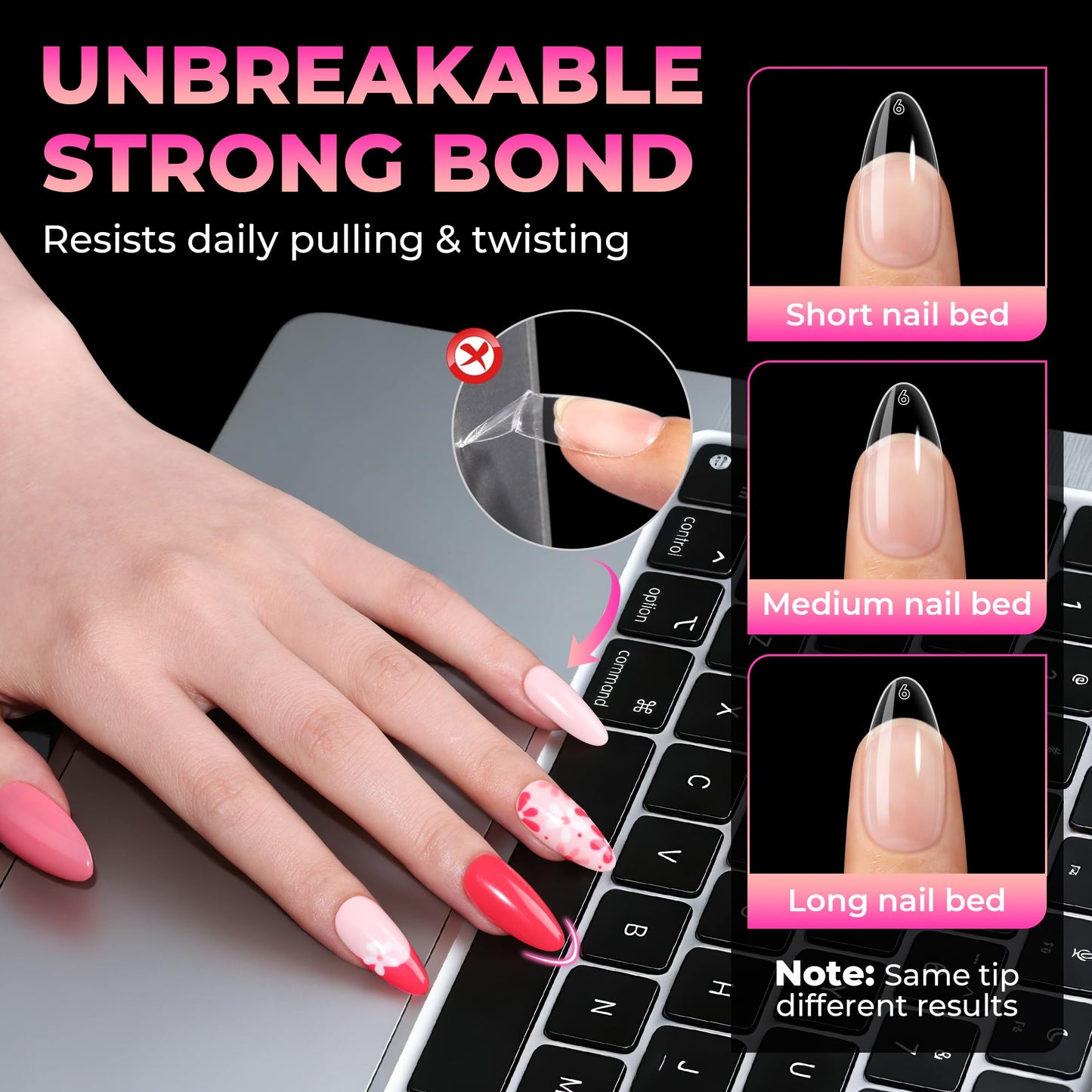 UNA GELLA Almond Nail Tips: 510Pcs Almond Gel Nails Tips 15 Sizes Pre-Etched Full Cover A lmond Clear Press on Nails Acrylic False No C Curve Nail Tips for Press on Nail Extensions Home DIY Salon