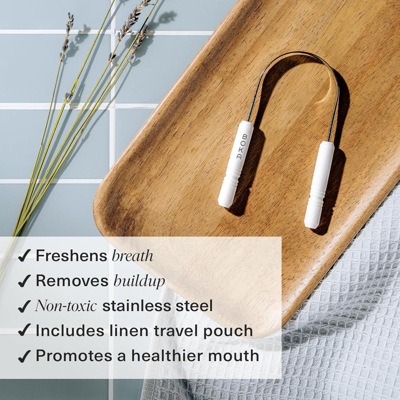 Boka Tongue Scraper - Stainless Steel Cleaner with Travel Case & Pouch for Fresh Breath | Adults & Kids