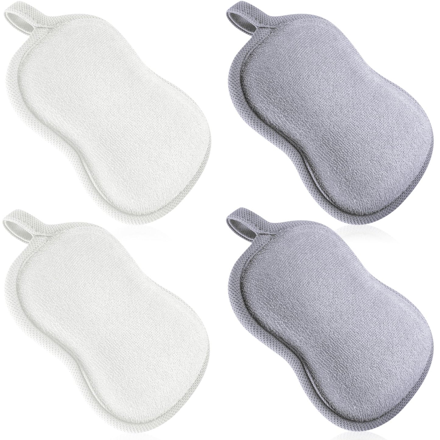 Tatuo 4 Pieces Baby Bath Sponge Cotton Baby Sponge Toddler Soft and Absorbent Loofah for Kids Babies Men Women(Grey,White)