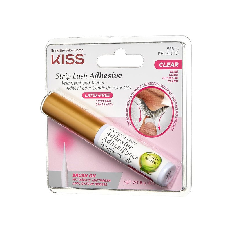 KISS Lash Adhesive, Lash-Glue, 24hr Strip Eyelash Adhesive, Clear, Includes Lash-Adhesive, Long Lasting Wear, Can Be Used with Strip Lashes and Lash Clusters (Pack of 2)