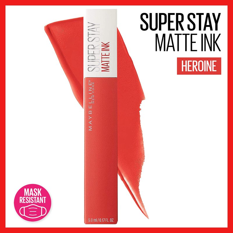 Maybelline New York SuperStay Matte Ink Liquid Lipstick, Heroine, 0.17 FL