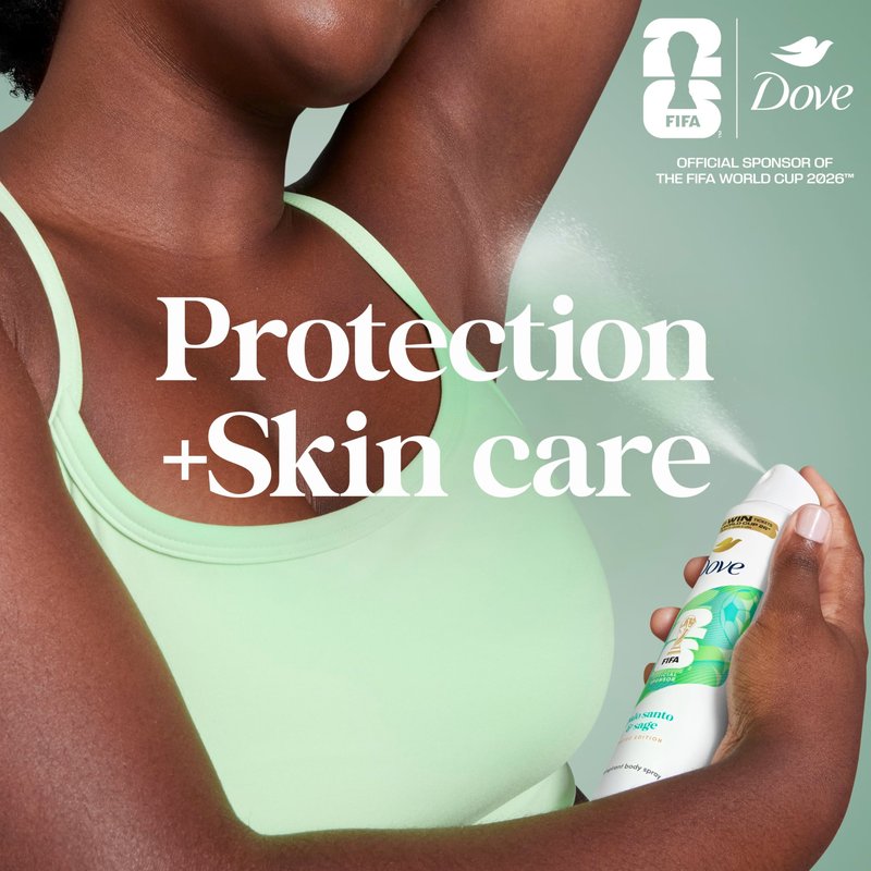 Dove Advanced Care Dry Spray Antiperspirant, Palo Santo & Sage, 72h Sweat & Odor Protection, Alcohol Free – FIFA World Cup Limited Edition, 3.8 oz