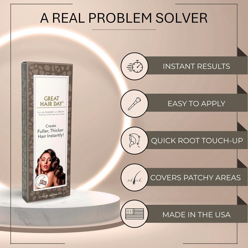 Joan Rivers Great Hair Day Root Touch Up Powder Duo - Thicker, Fuller Hair Solution | Dark Brunette