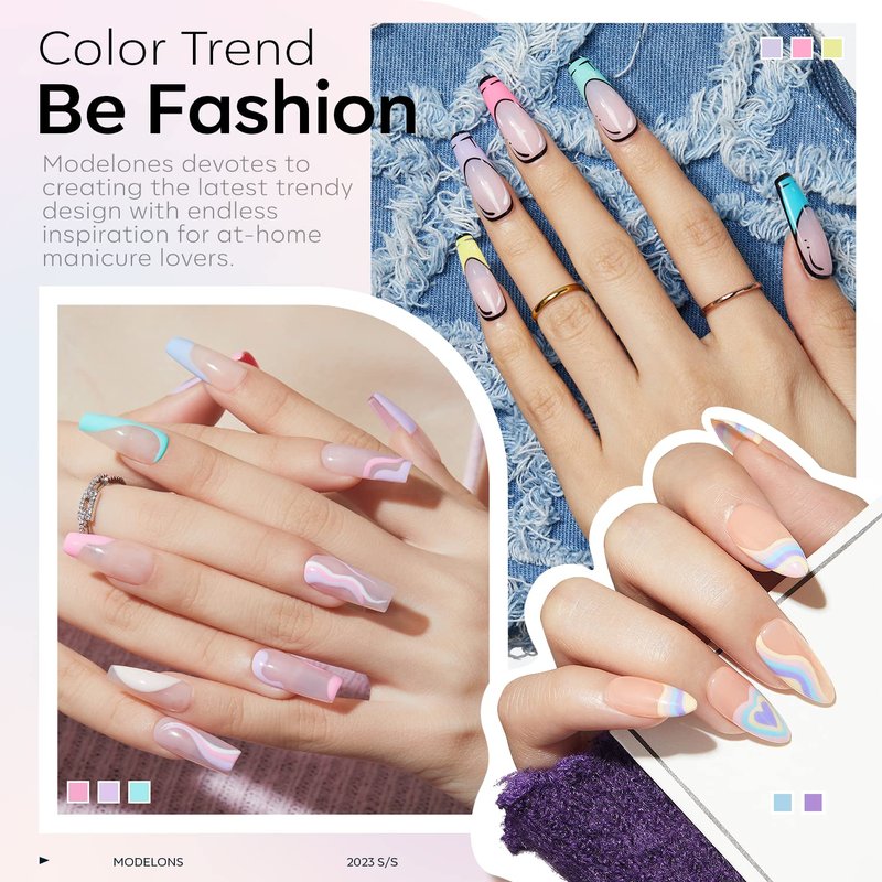 modelones Gel Nail Polish Set 6 Colors White Nude Purple Blue Gel Nail Polish Soak Off LED Manicure DIY Nail Art Salon Home Gift For Women Girl