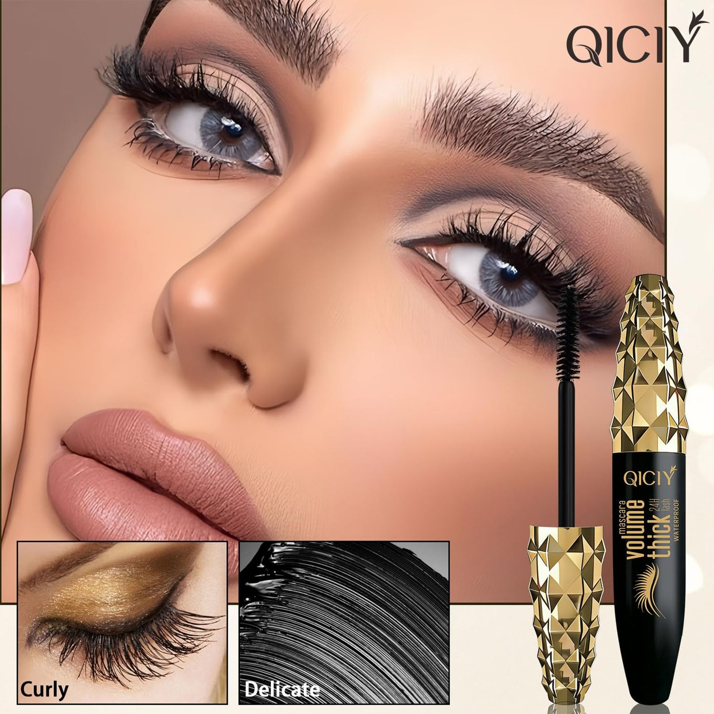Volumizing Mascara Long-Lasting, Waterproof, Curling & Separating Formula for Dramatic, Natural-Looking Lashes Black
