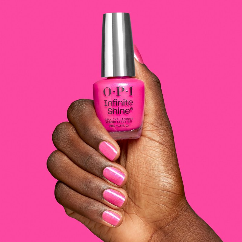 OPI Infinite Shine I’m Not Really an Influencer | Semi-Sheer Bright Neutral Pink Fuchsia with Glitter Long Wear Nail Polish | The New OPIcons Collection | Spring 2026