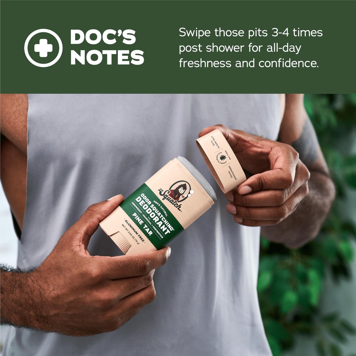 Dr. Squatch Natural Men’s Deodorant – Aluminum Free Natural Deodorant Men with Charcoal & Postbiotics for 72-Hour Odor Protection – Pine Tar + Birchwood Breeze, 2.65oz Stick (2-Pack)
