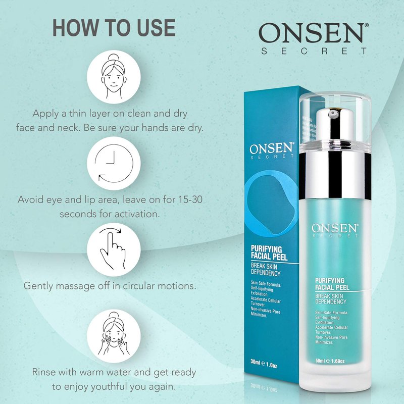 Onsen Secret Exfoliating Peeling Gel - Daily Gentle Face Exfoliator, Dark Spot Remover, Organic Facial Peel for Sensitive Skin, Natural Whitening Peeling Gel for Women, 1.7 fl oz/50 ml
