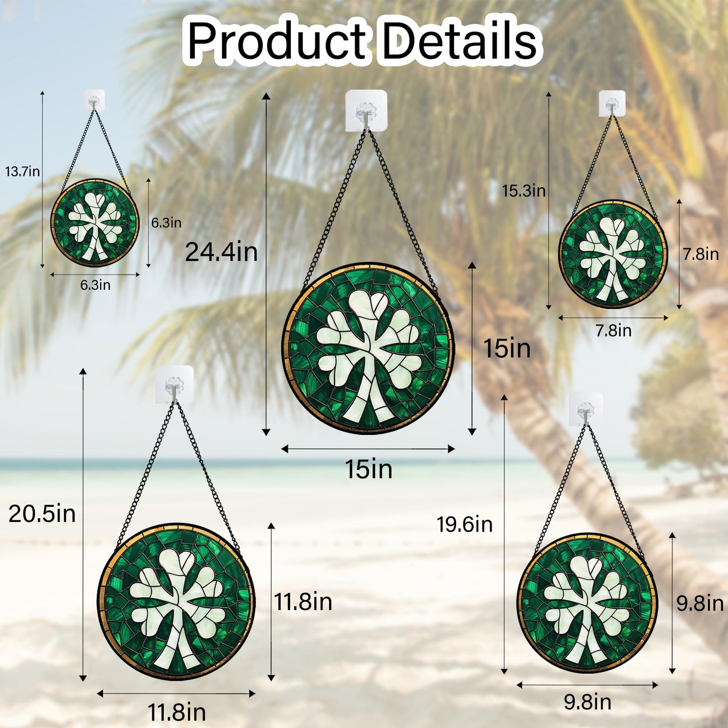QZQCBLC Stained Glass Window Hanging Green Clover 6.3" - Suncatcher Door Garden Sun Catcher Home Ireland Decor Birthday Mother's Day St Patrick's Day Gifts for Mom Men Woman Wife Friend