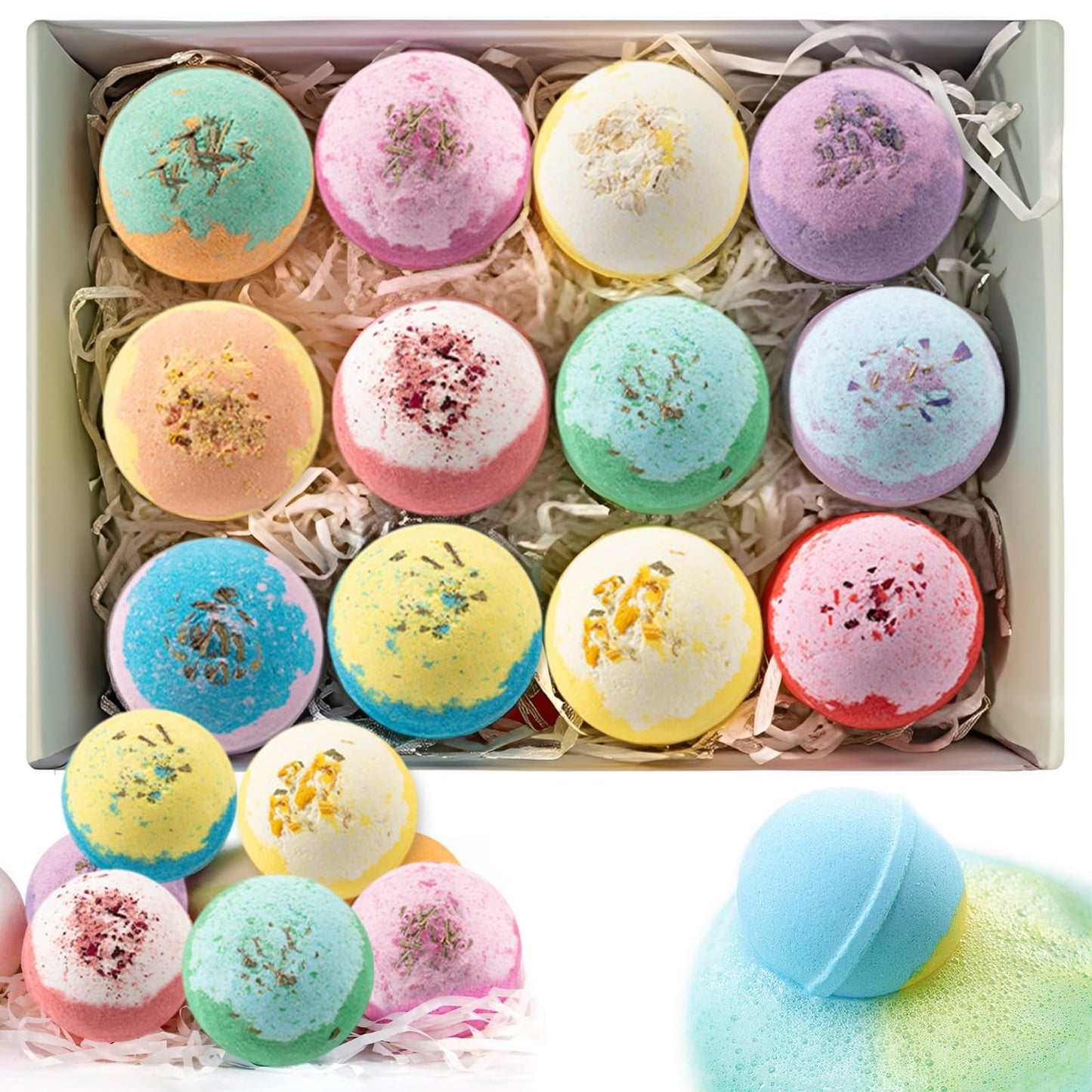 Bath Bombs for Women 12 Gift Sets, Shea Butter & Essential Oils Bath Bomb for Skin Moisturizing, Bubble Spa Bath, Bubble Bath for Kids, Idea Gifts for Women Men Wife, Girlfriend, Mothers