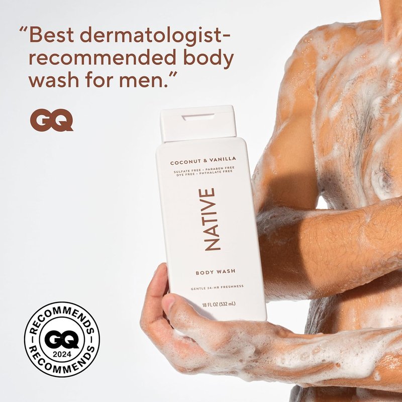 Native Body Wash - Naturally Derived Ingredients for Soft, Hydrated Skin | Coconut & Vanilla, 18 oz