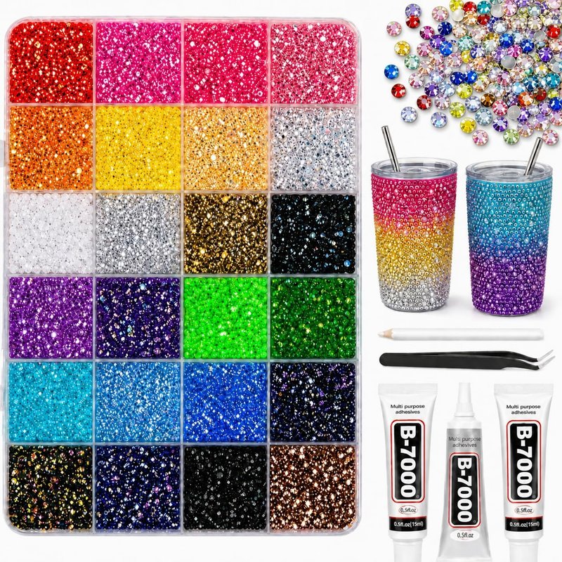 Jelly Rhinestones Bedazzling Kit - 32,000PCS 3mm Flatback Resin Gems for Nail Art, Crafts & Clothing