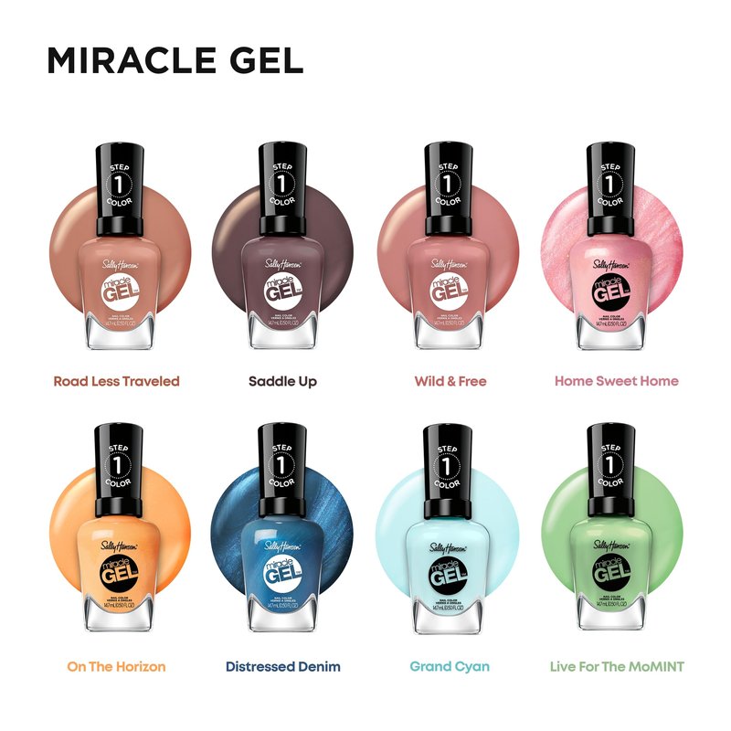 Sally Hansen Miracle Gel Salon Quality Nail Polish | Gel-Like Formula, Two-Step System, No UV Light Needed, Long Lasting | Sheer, Shimmery | 241 Home Sweet Home | Pink Nail Color