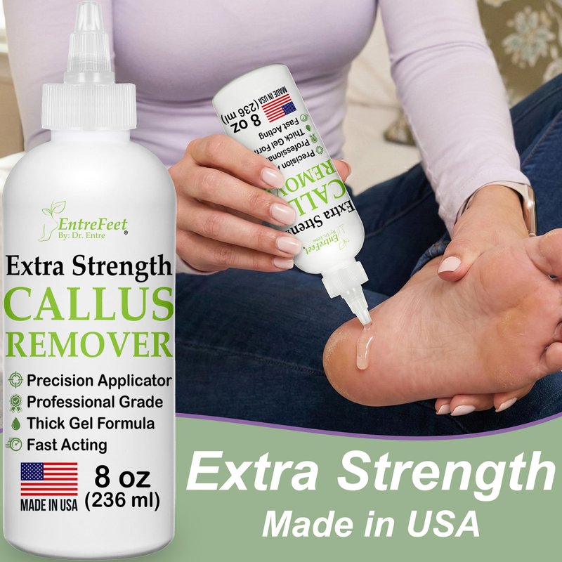 Callus Remover for Feet (Extra Strength 8 oz) Foot Callus Remover Gel, Spa Foot Care, Pedicure Tools for Feet Scrubber