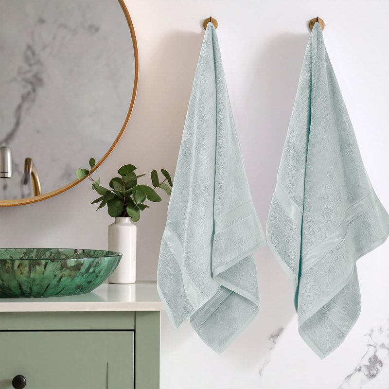 SUPERIOR Egyptian Cotton Plush & Absorbent, Bath Towel Set of 2, Sea Foam