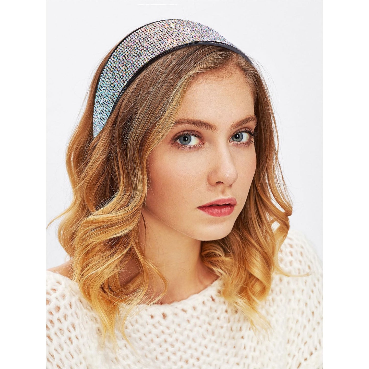 Amariver AB Rhinestone Headbands for Women: Sparkly Glitter Fashion Crystal Thick Beaded Bling Jeweled Stylish Hair Accessories