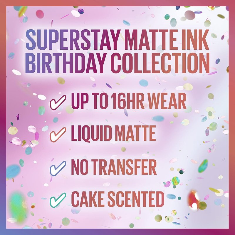 Maybelline Super Stay Matte Ink Liquid Lipstick - Transfer-Proof, Long-Lasting | Birthday Babe, 0.17 fl oz