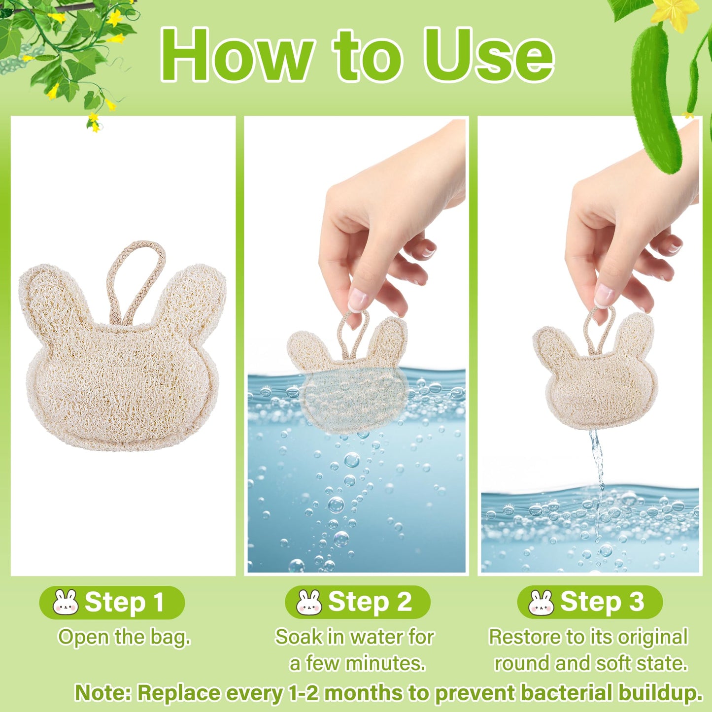 Travel Loofah Sponge for Women & Men, Natural Shower Exfoliating Body Scrubber for Deep Clean, Quick-Drying, Lightweight Travel Sponge, Rich Lather (2 Pack)