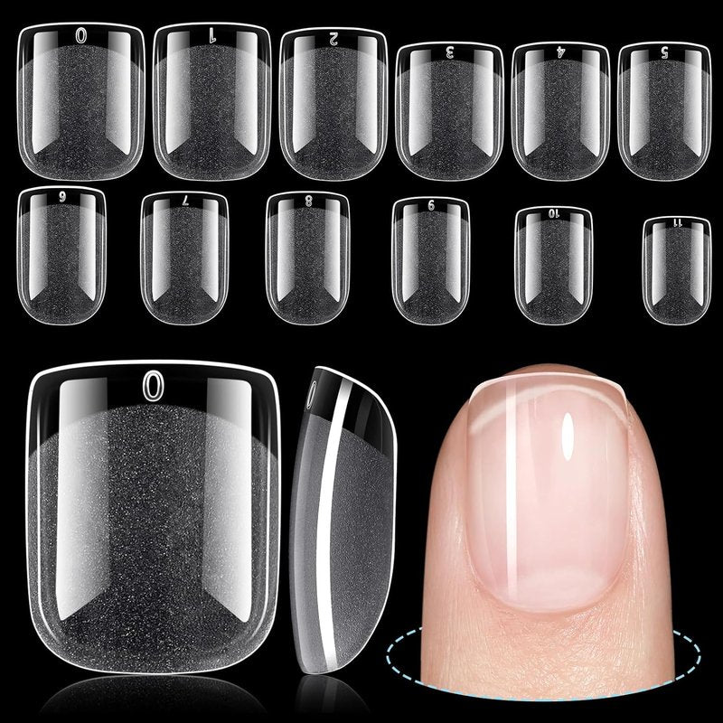 Short Nail Tips - Extra Short Square Acrylic Fake Nails | 192 Pcs in 12 Sizes for DIY Gel Nails