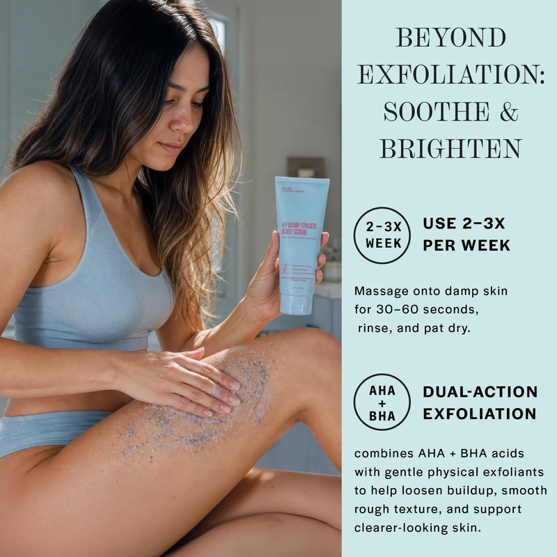Base Laboratories Ingrown Hair - KP Bump Exfoliating Body Scrub - with AHA+BHA - Keratosis Pilaris Treatment - Daily Skin Exfoliant - Helps Reduce Strawberry Skin & Razor Bumps - Men & Women 3oz