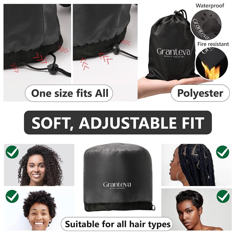 Hooded Hair Dryer | Integrated Headband for Heat Reduction - Curly Hair Diffuser Cap Set of 3 for Fast Drying & Deep Conditioning