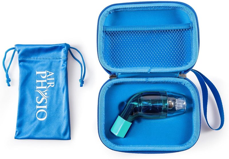 AirPhysio - Portable Breathing Device with Hard Shell Case & Soft Bag Included | Convenient Storage Solution