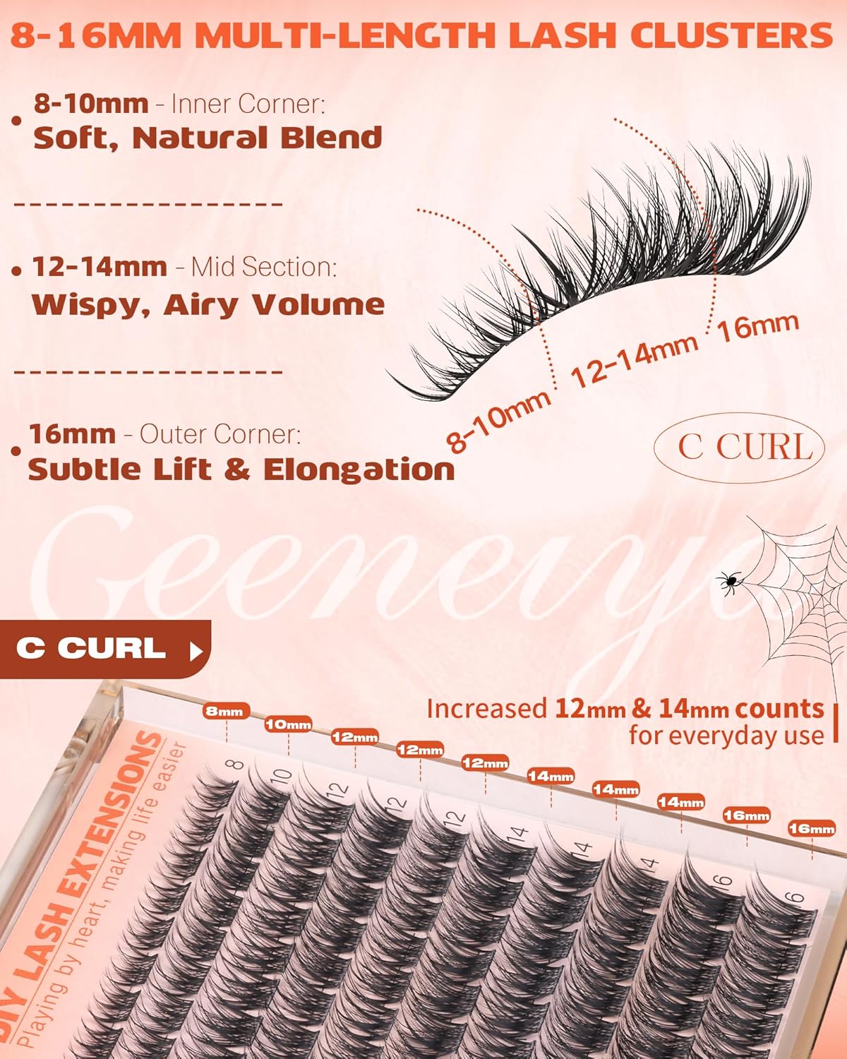 Wispy Lash Clusters - Natural 8-16MM C Curl Eyelash Extensions | Soft Thin Band for DIY Beginners
