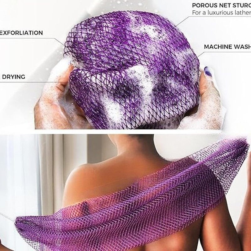Ember and Root African Exfoliating Body Net Sponge, Ember and Root African Net Sponge, Exfoliating Towel, Exfoliating Washcloth Face & Body Scrub Towel for All Skin Types, Gentle Exfoliation (Bronze)