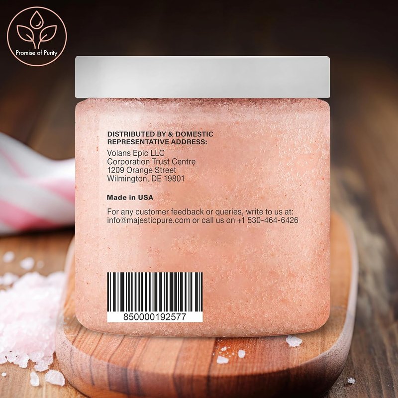 Himalayan Salt Body Scrub with Lychee Oil - Exfoliating & Moisturizing 10 oz