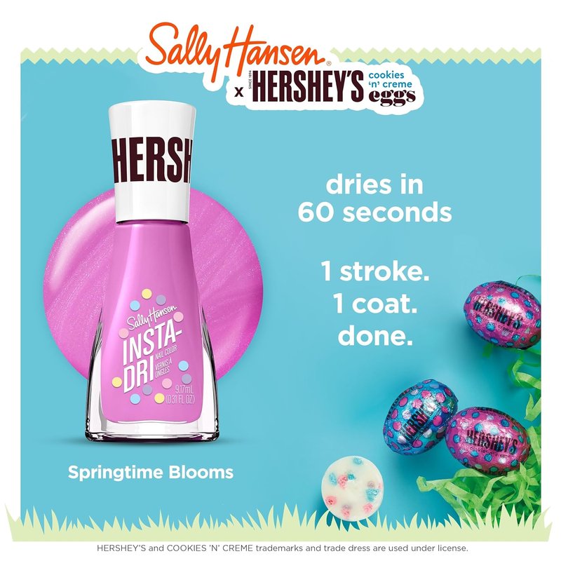 Sally Hansen Insta-Dri Nail Polish - Quick Dry, Long Lasting Shine | Semi-Opaque Purple Pink | 780 Springtime Blooms