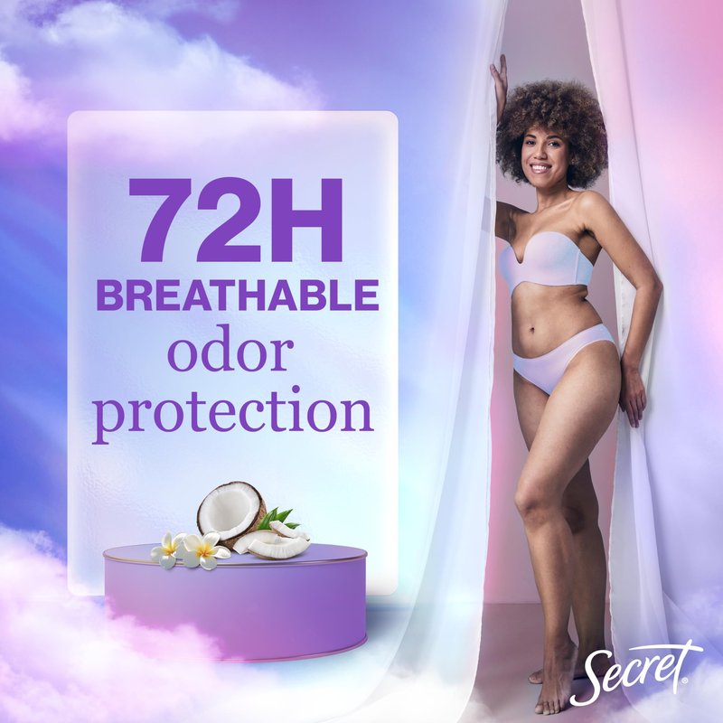 Secret Fresh Antiperspirant Deodorant for Women, 72hr Breathable Sweat & Odor Protection, Instant Freshness & Gentle, PH Balancing Minerals, Clear Gel, Nurturing Coconut Scent, 2.6 oz