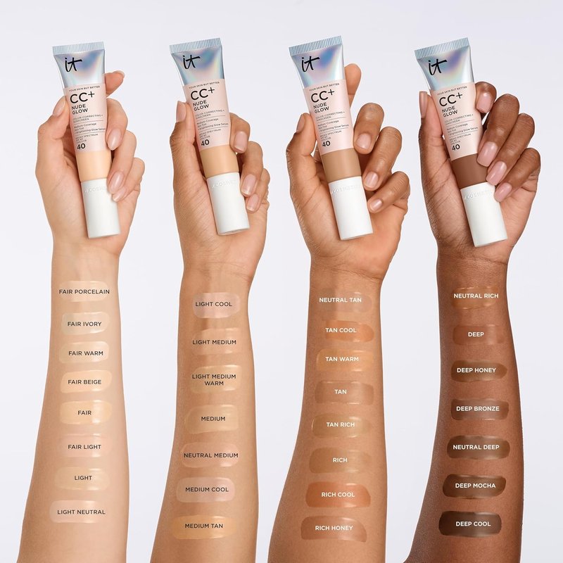 IT Cosmetics CC+ Nude Glow Foundation - Medium Coverage SPF 40 with Niacinamide & Hyaluronic Acid | 1.08 fl oz for Normal to Dry Skin