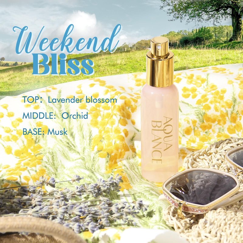 AQUA BLANCE Body Spray Set for Women, Each 60ml/2.1 FlOz, Travel Size Womens Fragrance Body Spray, Three Scents - Vanilla Woodland, Lavender, Jasmine Raspberry
