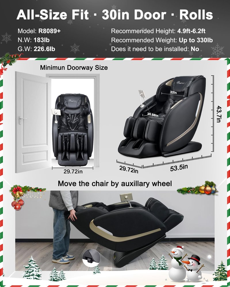 EASPEARL Massage Chair Full Body,53.15in SL-Track,Zero Gravity Massage Chair with Heat, Auto Footrest,OTA Upgraded 24 Auto Modes,LCD Screen,36 Airbags, Bluetooth&APP Control, Shiatsu&Thai Stretch