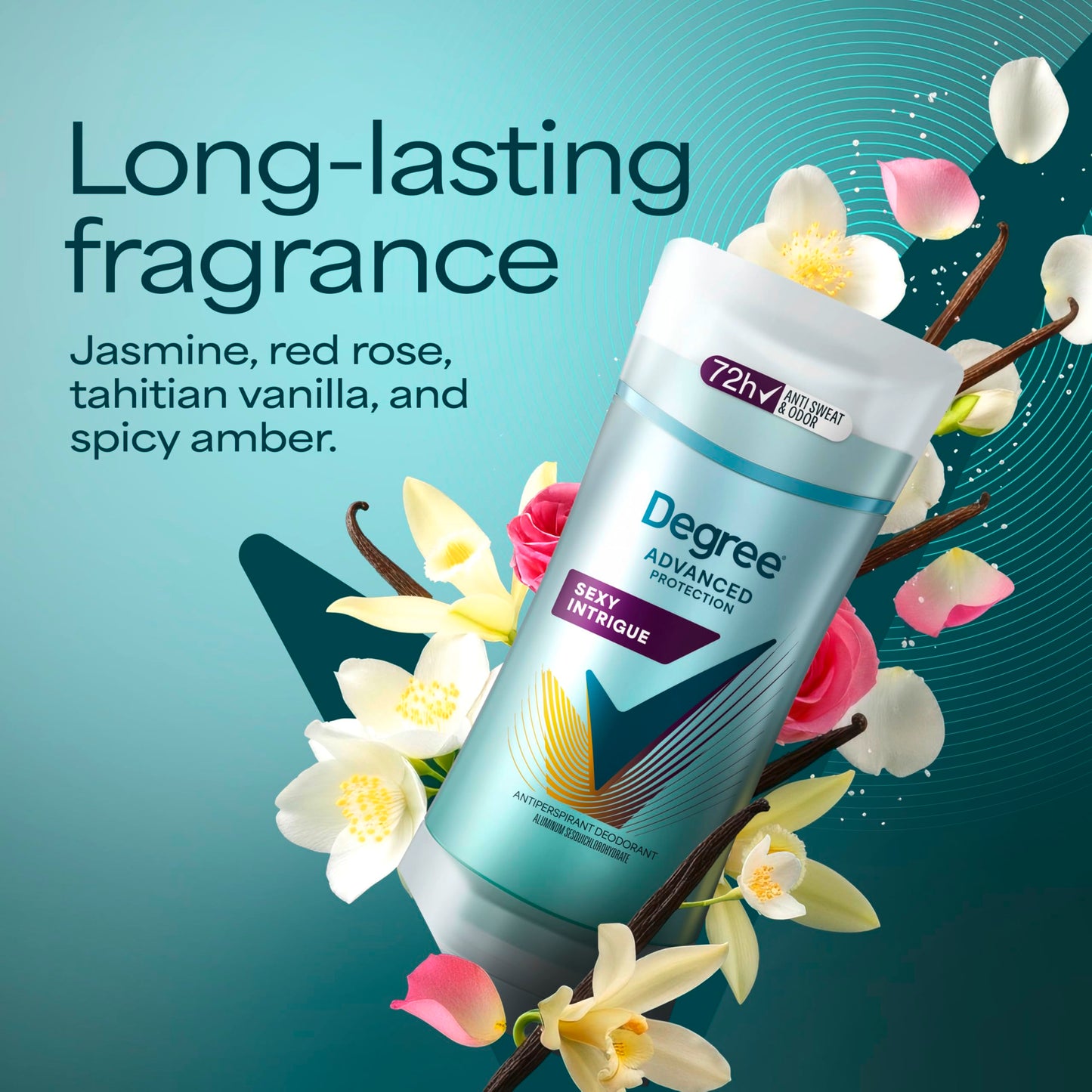 Degree Antiperspirant Deodorant Sexy Intrigue 72-Hour Sweat & Odor Protection Antiperspirant Deodorant For Women with Body Heat Activated Technology 2.6 oz