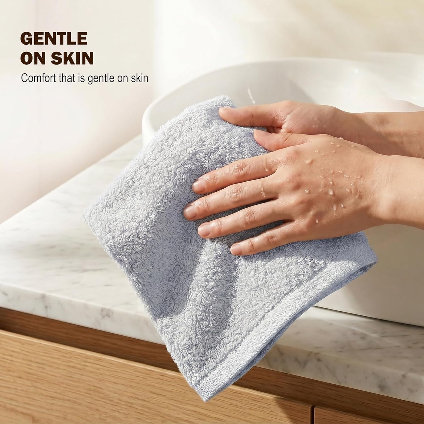 Utopia Towels Cotton Washcloths Set - 24 Pack Premium Flannel, Highly Absorbent, Soft Feel | Silver