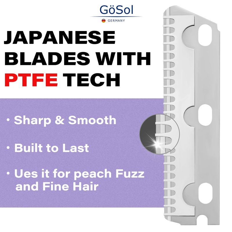 GöSol Professional Metal Dermaplaning Razor for Women, Reusable Face & Eyebrow Shaper for Peach Fuzz, At-Home Dead Skin Removal, Japanese Stainless Steel Blades W/Extra 3 Refills - Purple